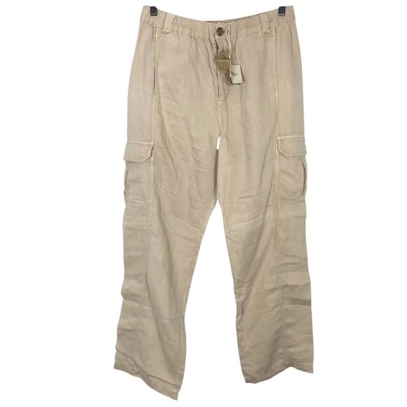 FAHERTY Arlie Day Cargo Casual Pant Linen Soft Blend Safari Beige Large $148 NWT - Picture 5 of 12